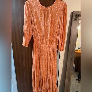 Orange Dress with Pink Floral